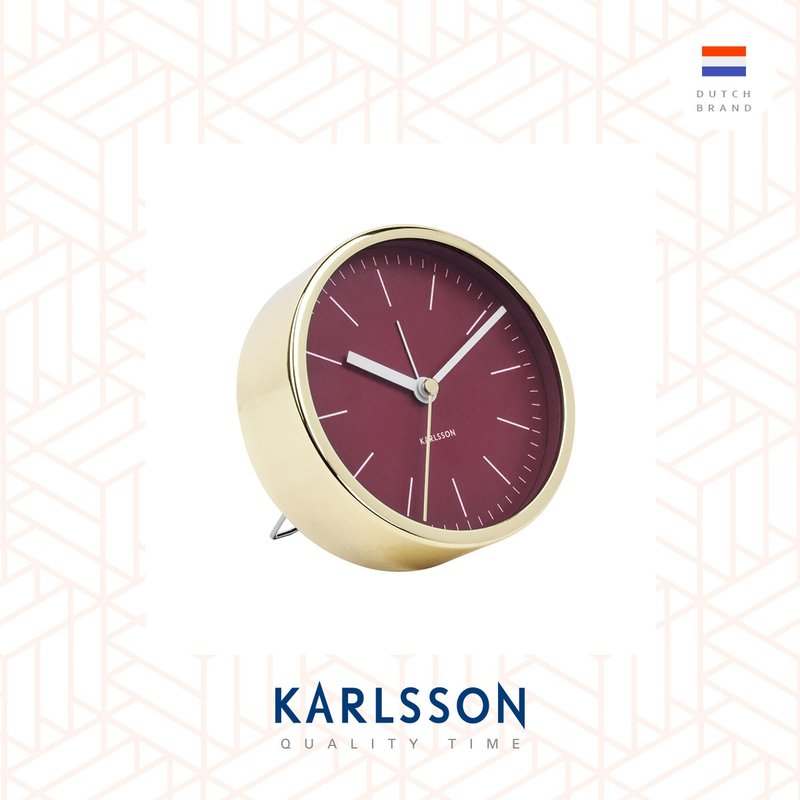 Karlsson, Alarm clock Minimal burgundy red w. shiny gold case