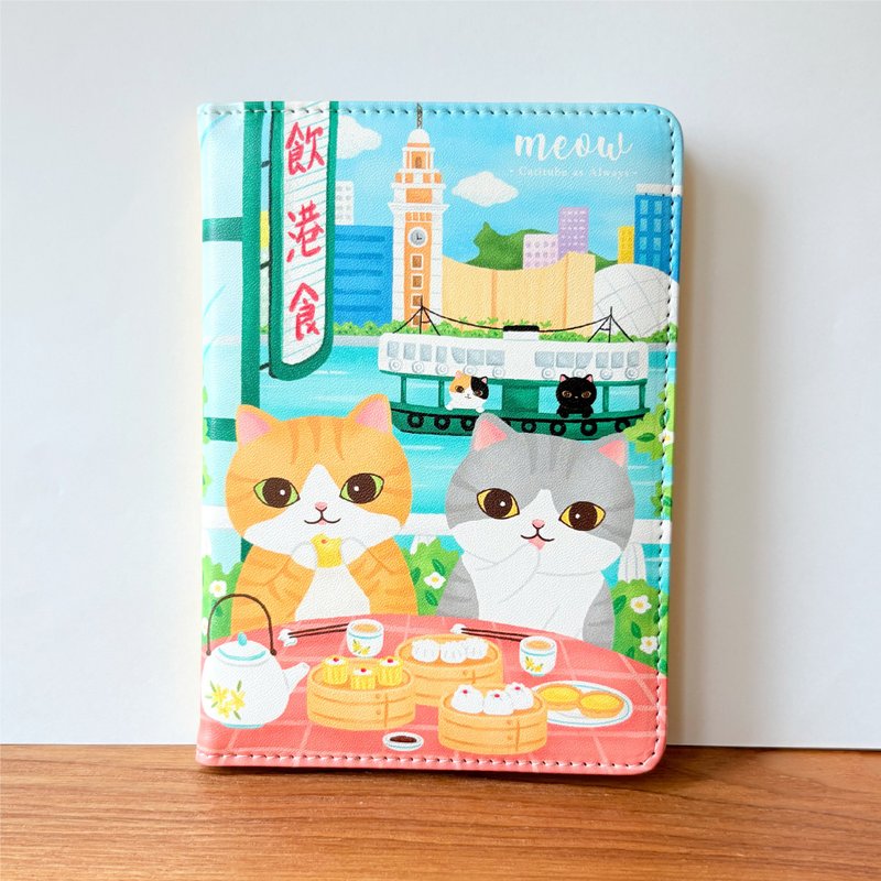 Meow 香港限定貓貓飲茶遊港護照套 Passport Case - 化妝包/收納袋 - 其他材質 綠色