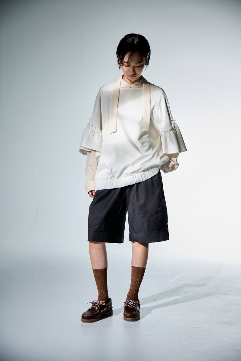 花邊五分連袖上衣 - 其他 - 其他材質