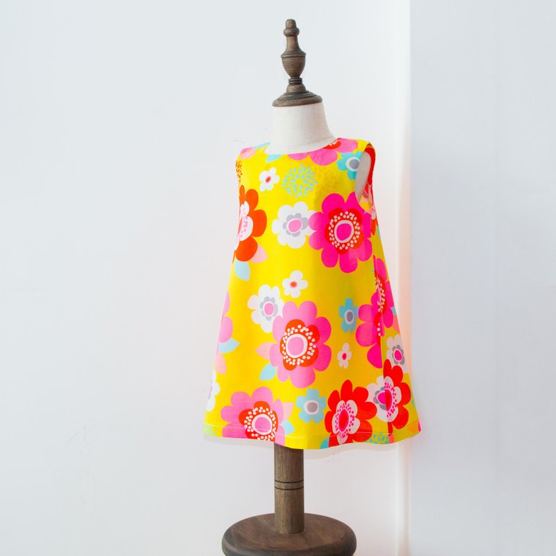Yellow / Pink Floral Kids Dress
