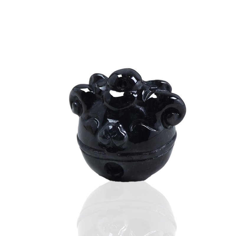 烏雞翡翠小羊鈴鐺項鍊 | 天然緬甸玉A貨翡翠 | 送禮 - 項鍊 - 玉石 黑色