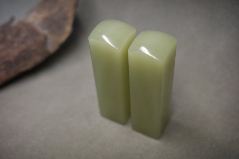 【好石多磨】A級青玉石_玉石印章_夫妻結婚對章_方章 - 印章/印台 - 玉石 綠色