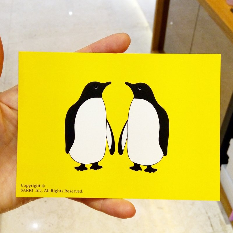 Penguin couple postcard birthday card design coloring illustration card this card universal card art fine modern lover love special fun strange weird cute taiwan yellow fun funny eye-catching tide art sequins flash cool different famous brand foreigners gi