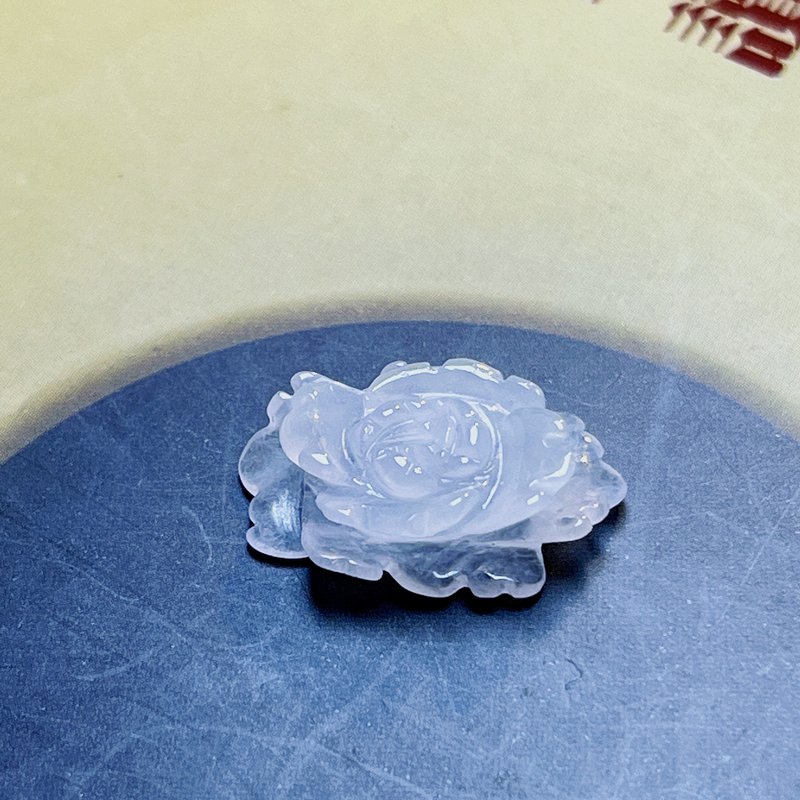 冰種翡翠牡丹花 | 戒面 | 裸石 | 天然A貨翡翠 | 送禮 - 金工/飾品 - 玉石 透明