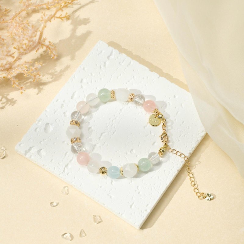 彩摩根石 白幽靈 水晶手串/心靈療癒 純淨能量 - 手鍊/手環 - 水晶 多色