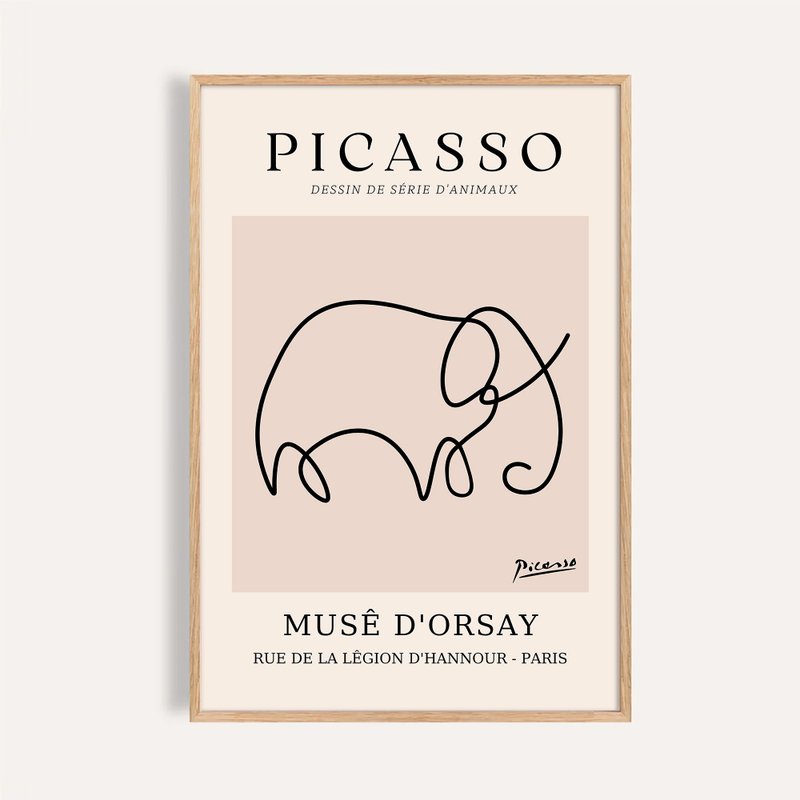 象之詩 Line of the Elephant / 畢卡索風格 極簡線條掛畫 海報 - 海報/掛畫/掛布 - 紙