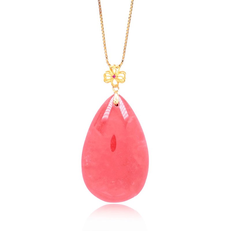 阿根廷紅紋 頂級嬌豔紅紋石吊墜 阿根廷紅紋石吊墜 18K金扣頭 - 項鍊 - 半寶石 多色