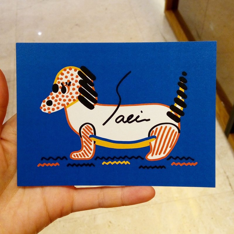 "Contemporary Dachshund" (Can make A3 size poster) Birthday Card Design Coloring Illustration Photobook Card Universal Card Art Art Modern Lovers Love Special Interesting Weird Features Weird Cute Taiwan Yellow Fun Funny Eye-catching Tide Art Gli