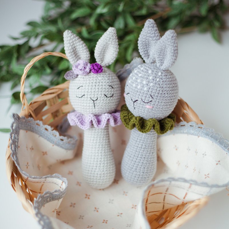 Crochet Pattern Bunny Baby Rattles - Digital Item - 手工藝教學/工具書 - 其他材質