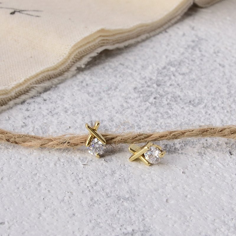 Handmade zircon brass earrings geometry custom clip earrings