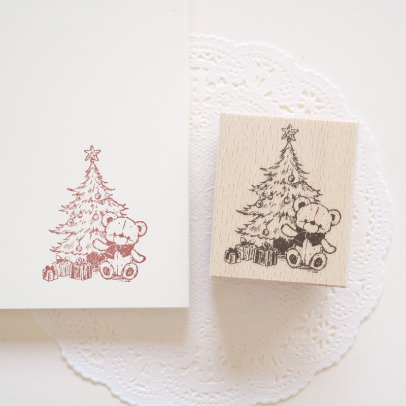 印章 - 聖誕樹與泰迪熊 - 印章/印台 - 橡膠 咖啡色