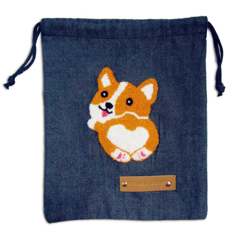 Corgi Drawstring Bag Gothic Rope Bag (Denim)