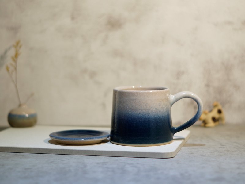 孔雀藍白山形杯-約330ml,茶杯,馬克杯,水杯,咖啡杯 - 咖啡杯/馬克杯 - 陶 多色