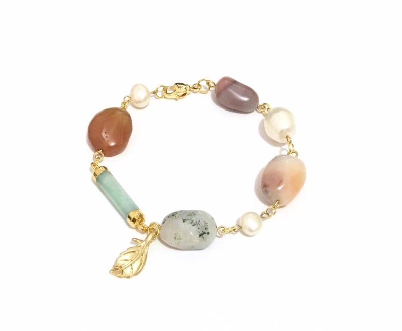Fancy Agate with Pearl Bracelet
