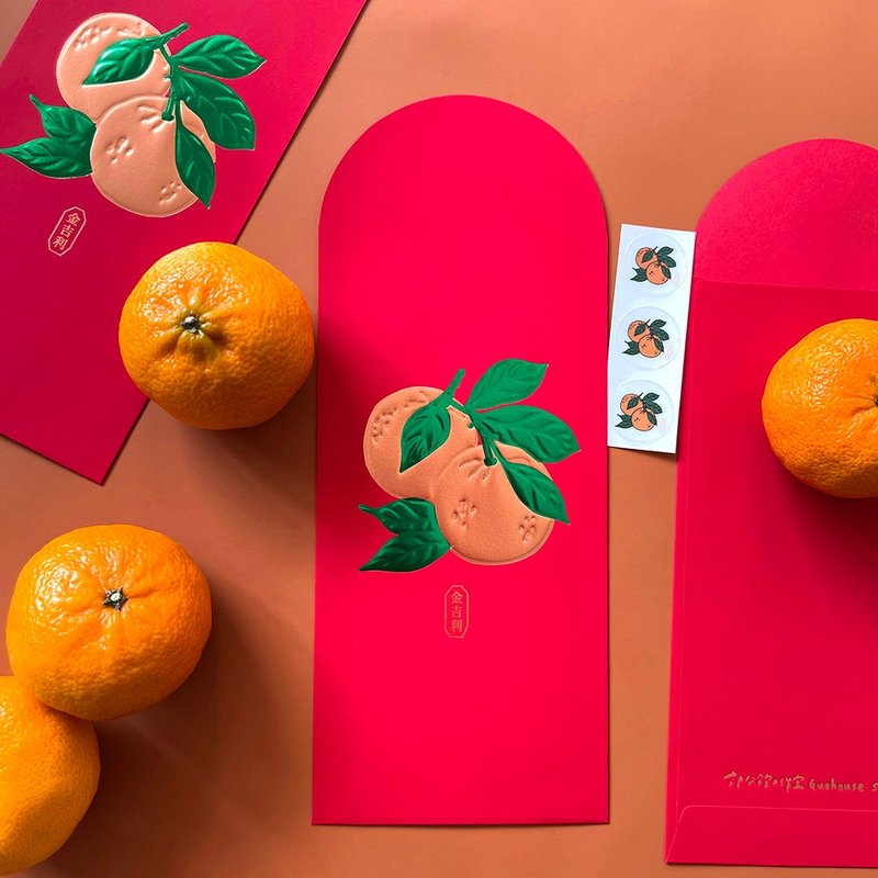 新工藝系列-金吉利手工燙金絨膚感紅包袋利是封3入 - 紅包袋/春聯 - 紙