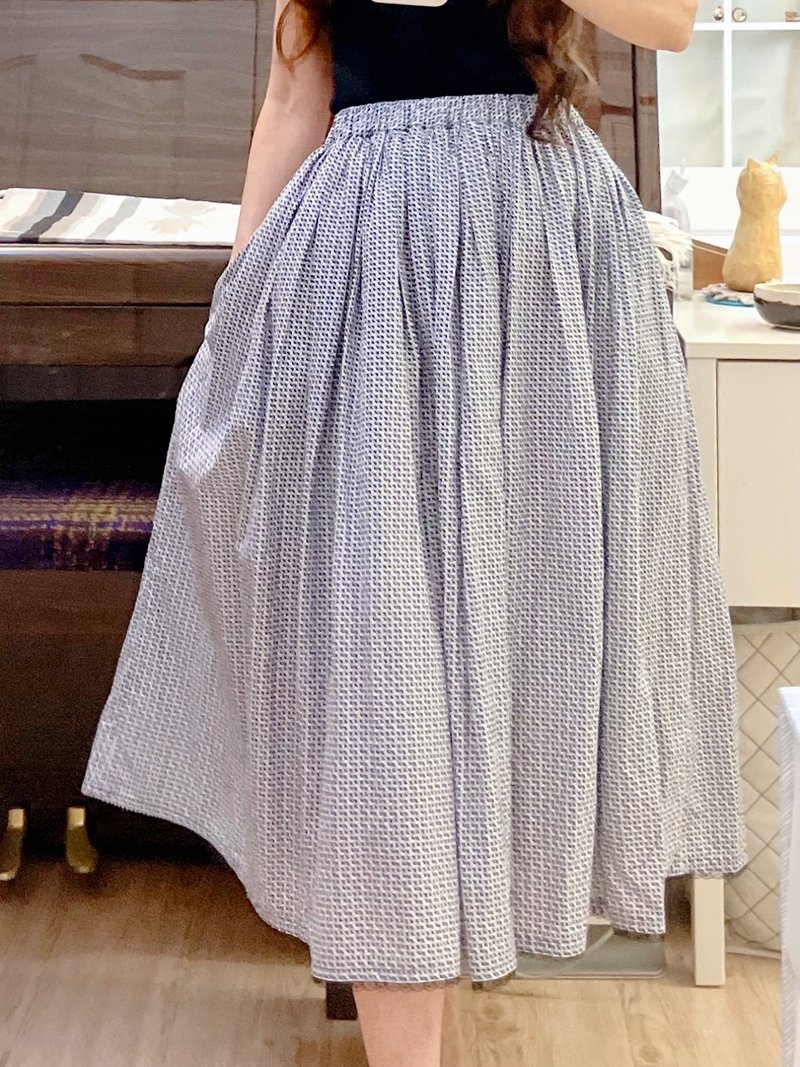 致150 - 秋裙 有裡裙 有口袋 - 裙子/長裙 - 棉.麻 藍色