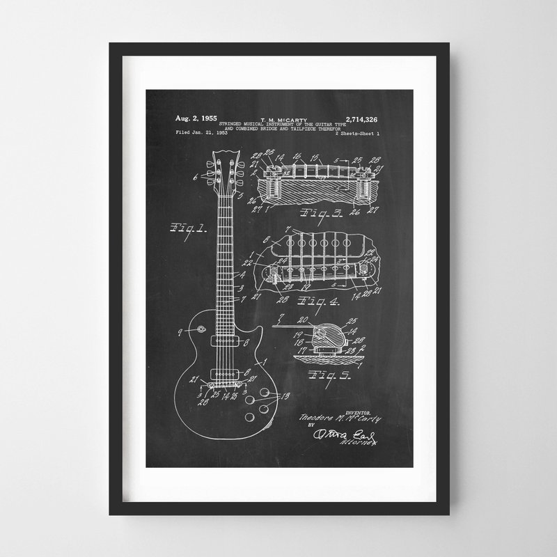vintage guitar chalkboard print vintage customizable poster
