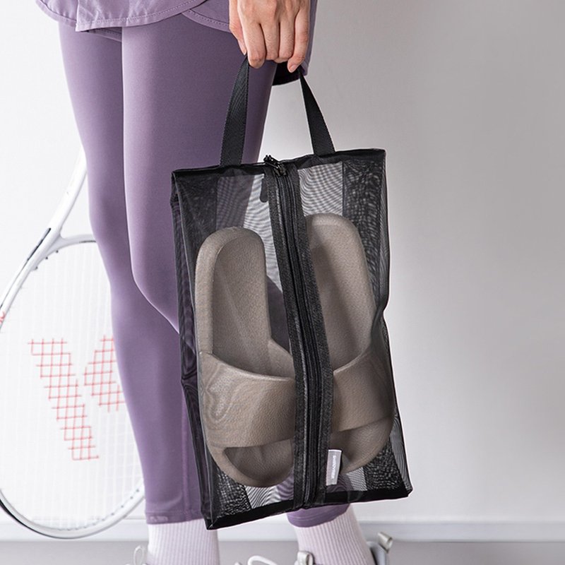 日本霜山 運動健身旅行用手提式鞋子收納袋/防塵袋-S-3入 - 化妝包/收納袋 - 聚酯纖維 黑色