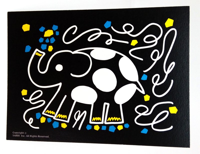 Baby Elephant Playing Card Postcard Birthday Card Design Coloring Illustration Photobook Card Universal Card Art Fine Art Modern Lovers Love Special Interesting Weird Features Weird Cute Taiwan Yellow Fun Funny Eye-catching Tale of Art Sequin Flash Cool Un