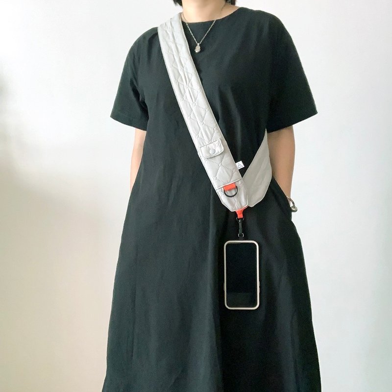 鋪棉手機揹帶迷你包/多功能小廢包 - 側背包/斜背包 - 其他材質 灰色