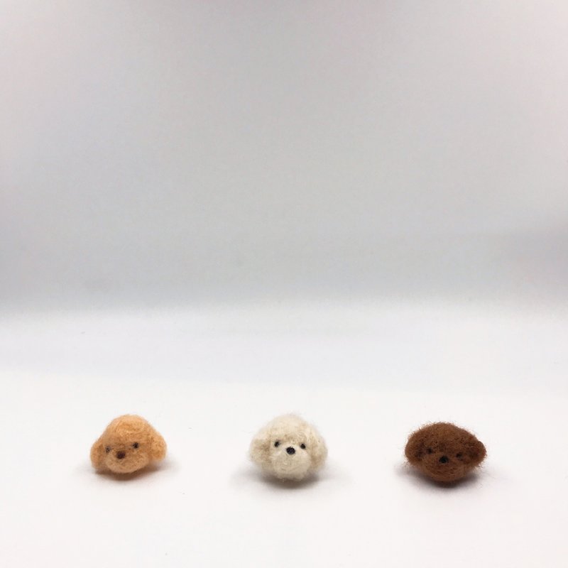 羊毛氈貴賓犬領針-白色/香檳色/深啡色 - 胸針 - 羊毛 白色