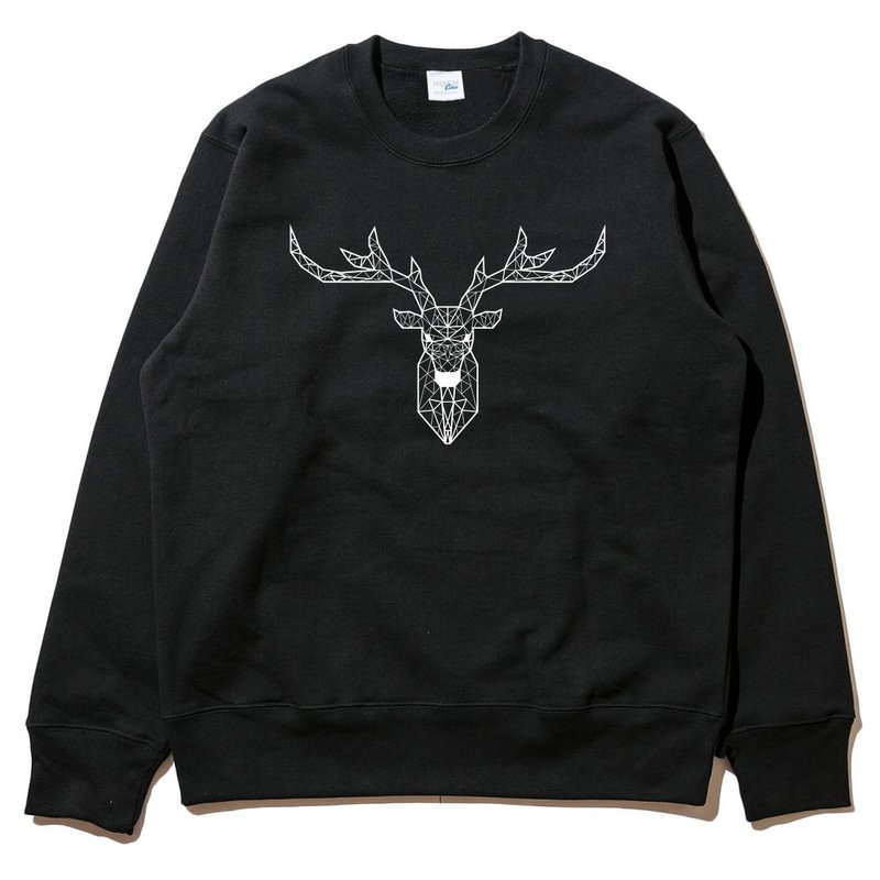 Deer Geometric 大學T 刷毛 中性版 黑色 幾何 鹿 宇宙 設計 自創 品牌 銀河系 時髦 圓 三角形