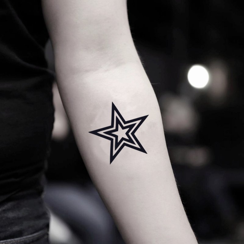 Star Outline Temporary Fake Tattoo Sticker (Set of 2) - OhMyTat