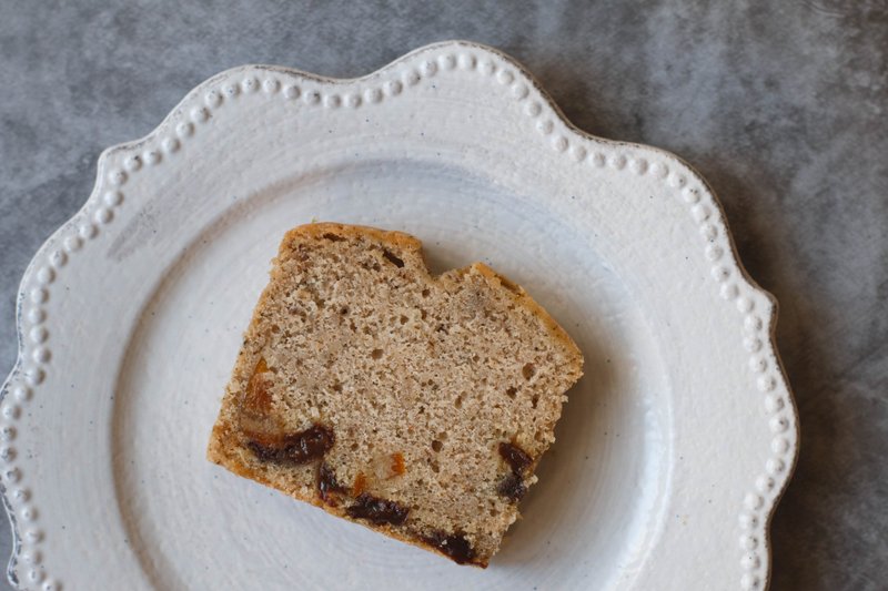 Home-made pound cake green Earl's dried fruit