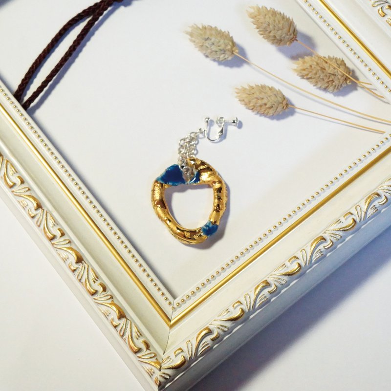 Gold gilt ceramic earring