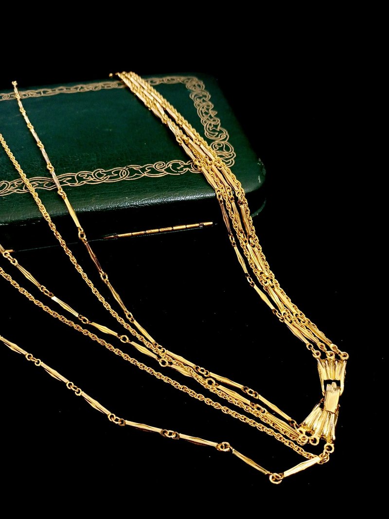 vintage jewelry 金色多層次細鍊晚宴風格 項鍊 - 項鍊 - 其他金屬