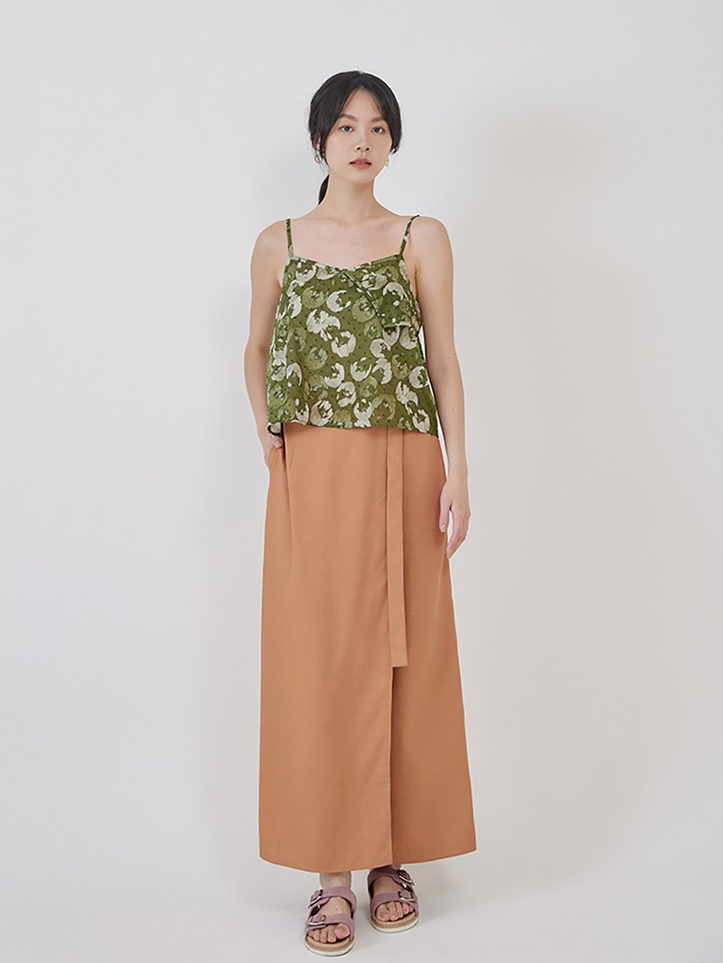 PINKOI ONLY 小嶼風景長褲裙-甜橘 - 女長褲 - 聚酯纖維 橘色