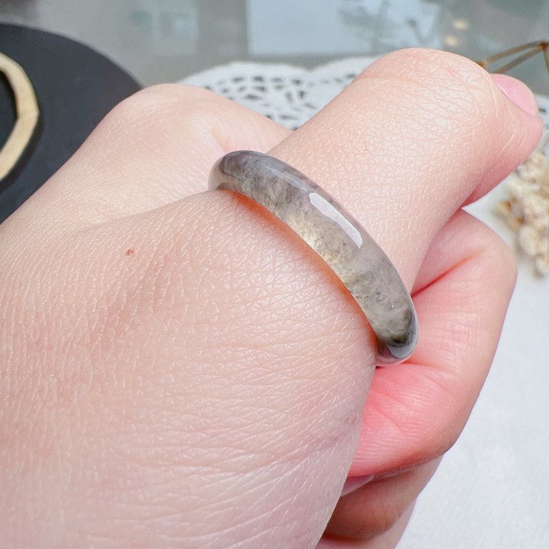 冰飄烏雞翡翠戒指戒圈 | 國際18圍 | 天然緬甸玉翡翠A貨 | 送禮 - 戒指 - 玉石 透明