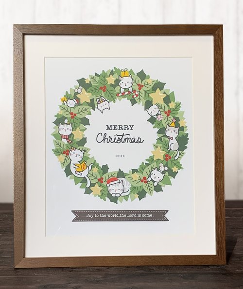 Christmas lease and cat poster / print four cuts