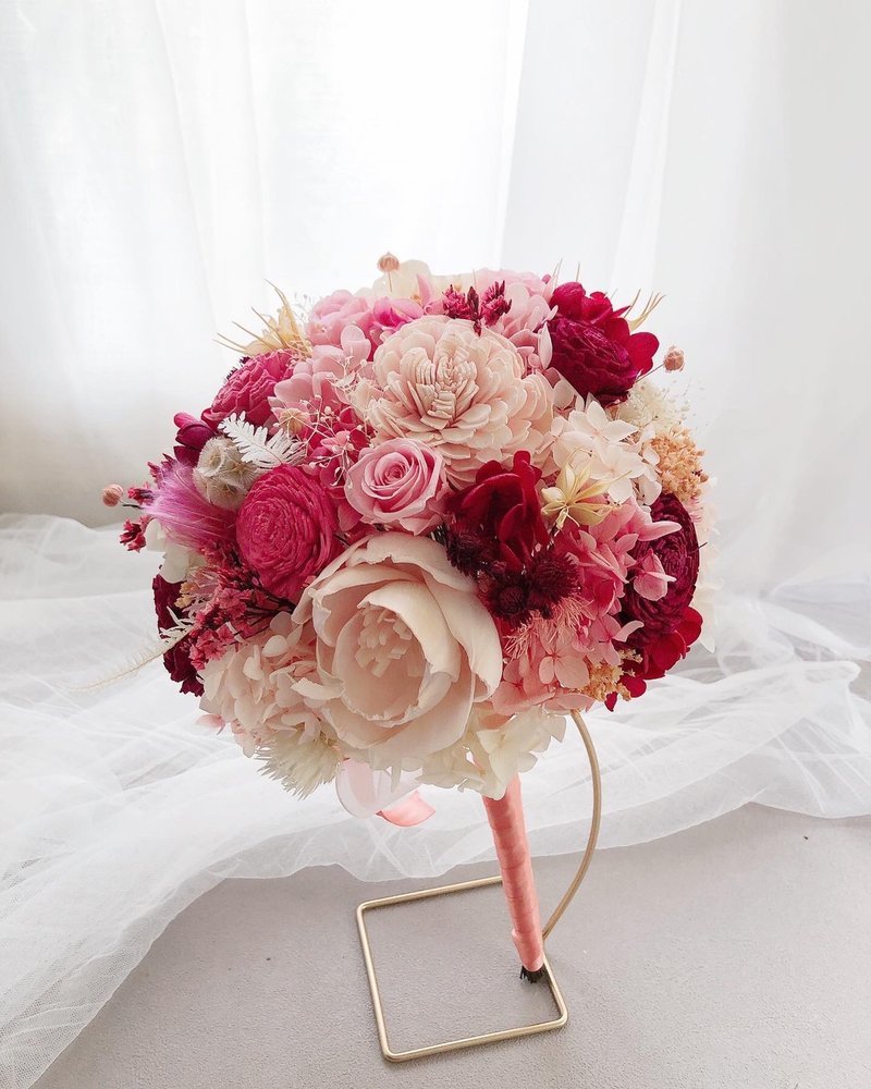 永生花 永生玫瑰花 乾燥花 新娘捧花 拍照花束 求婚花束 婚禮婚紗 - 乾燥花/永生花 - 植物.花 紅色