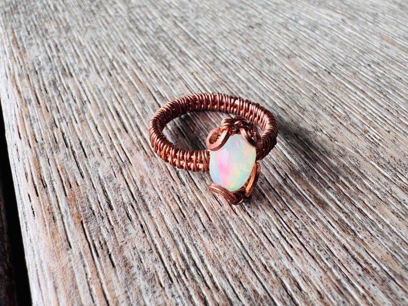 250319 wire wrapping 澳寶石 銅線 繞線 介指 - 項鍊 - 銅/黃銅 透明