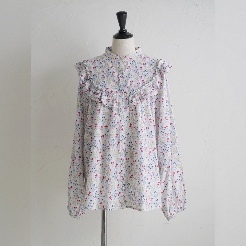 襟フリルが印象的、garlandコットンカディフリルシャツ - 女襯衫 - 棉.麻