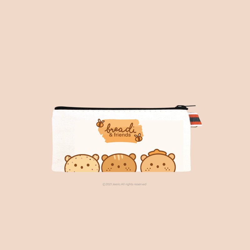 Cute Bear Like Bread Zipped Pouch With Strap
