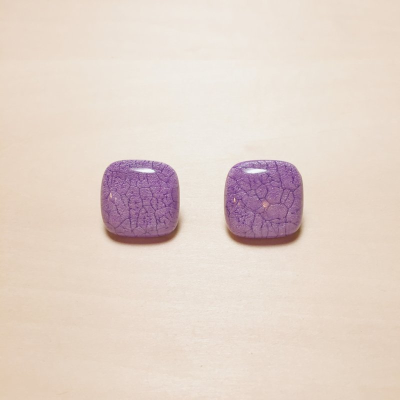 Vintage Purple Cracked Square Big Earrings