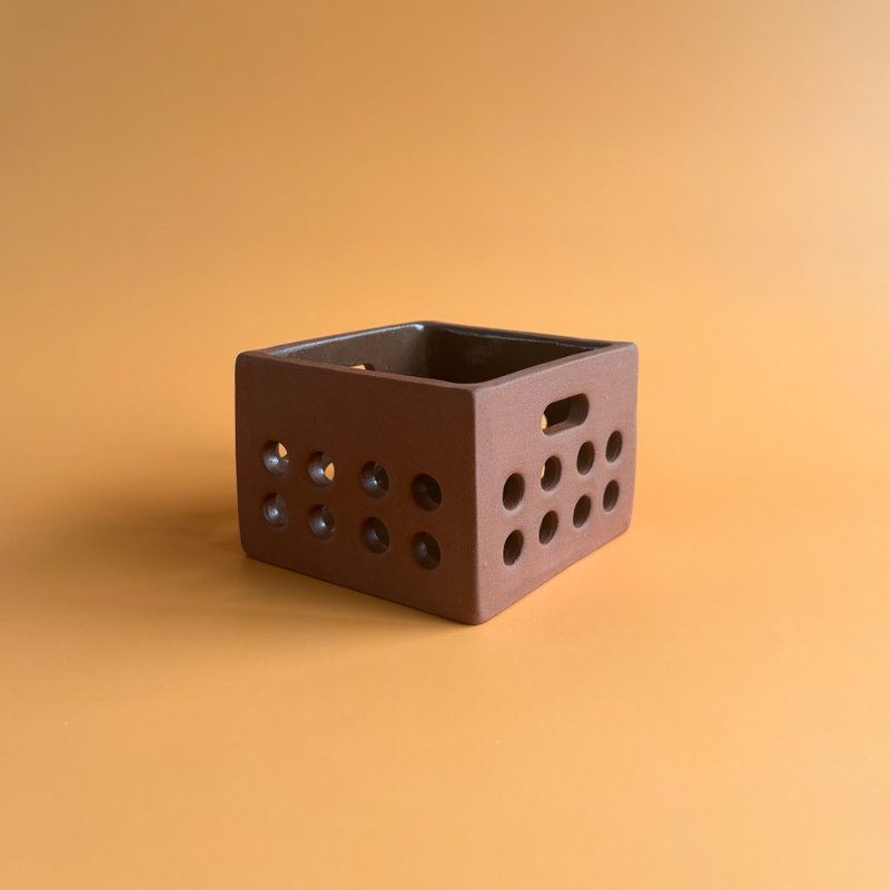 陶瓷收納箱 - 居家收納/收納盒/儲物盒 - 陶 咖啡色