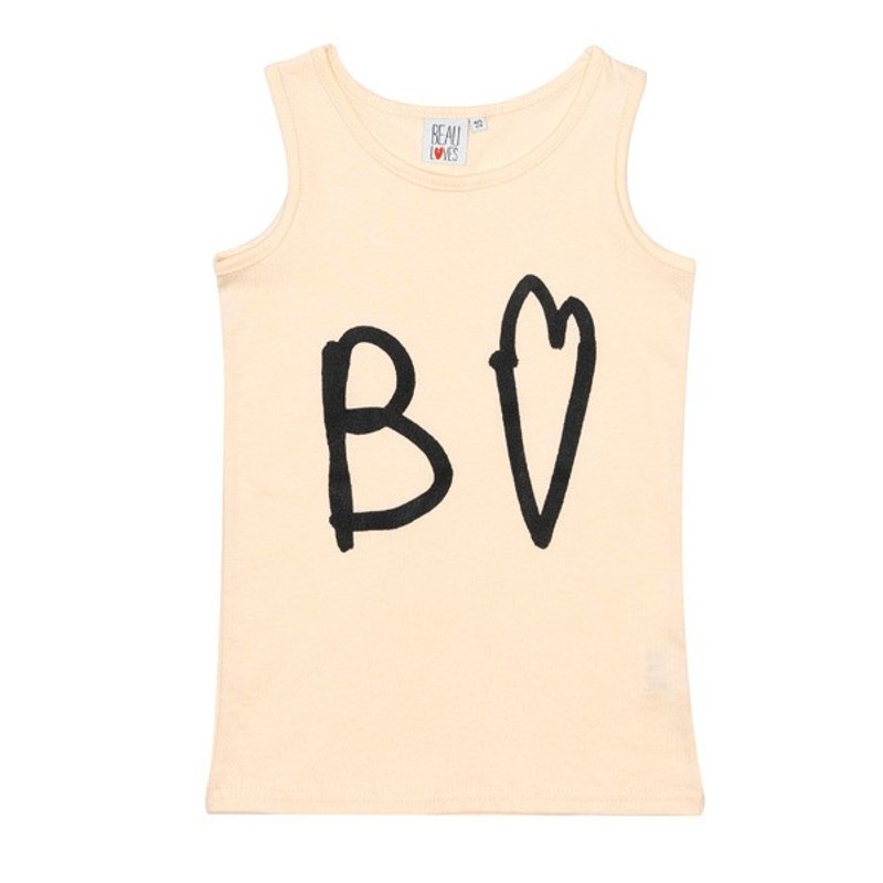2016 Spring Beau Loves B heart Tank Tops (Vest Pale Blush with B heart)