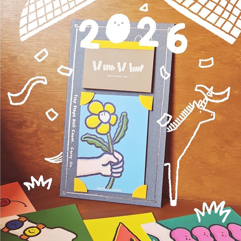 2026 Carry On 掛曆 - 日曆/月曆/年曆 - 紙 黃色