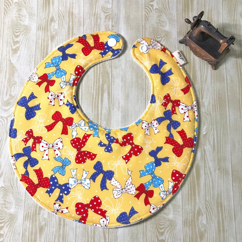 Bow full four layers of cotton yarn back towel cloth circle bib pocket