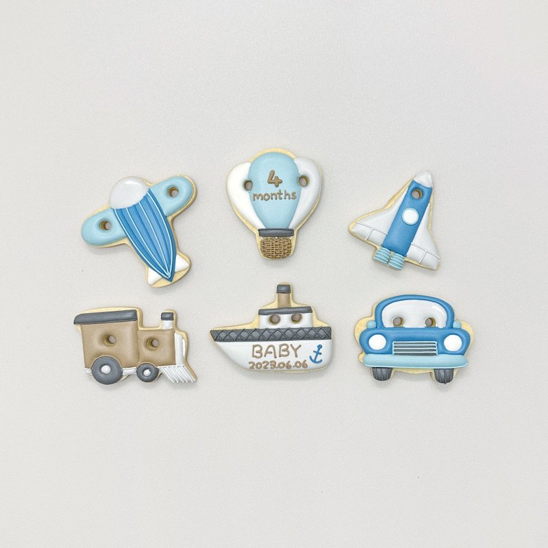 Leona hand-made icing cookies for biscuits ((Toy series - 6 pieces for sea, land and air))