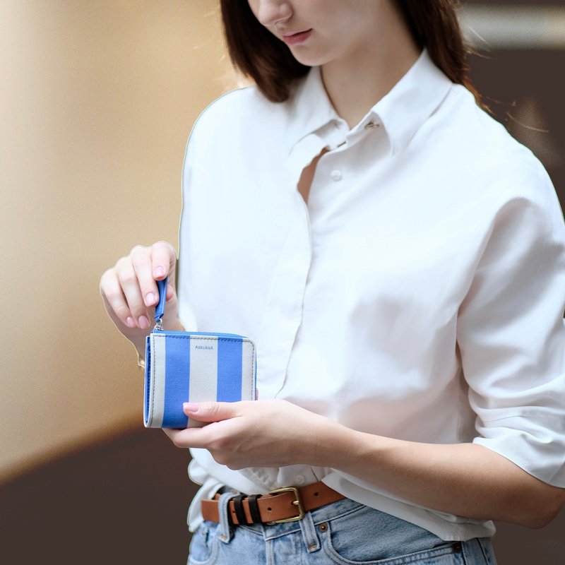 R for Rectangle 藍色拉鍊錢包 - 錢包/皮夾/長短夾 - 環保材質 藍色