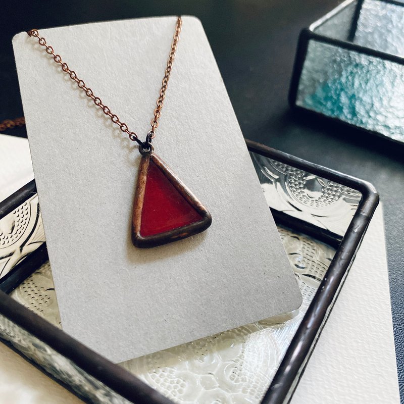 Red | 鑲嵌玻璃項鍊 - 項鍊 - 玻璃 紅色