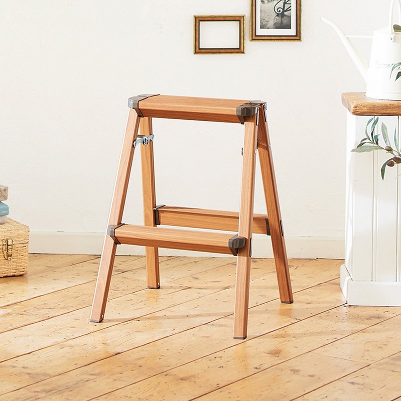 日本天馬 木紋家用鋁合金二步梯/折疊梯 - 其他 - 其他金屬 咖啡色