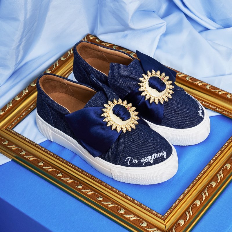 | HOA | Small round toe vintage bowknot platform casual shoes | Blue | 5457 |