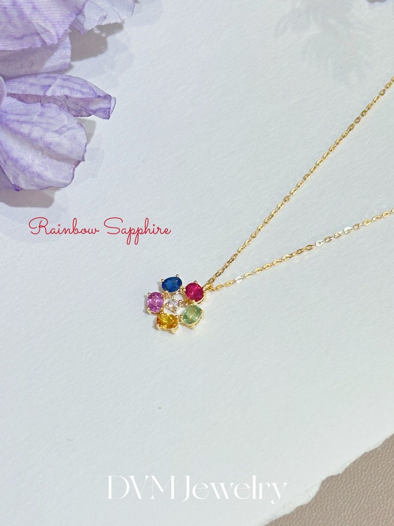 18k彩虹藍寶石項鏈 - 項鍊 - 寶石