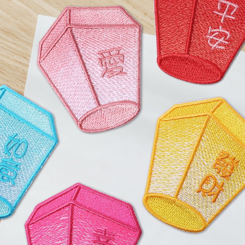 【刺繡布貼】祈願天燈 (五款) - 貼紙 - 繡線
