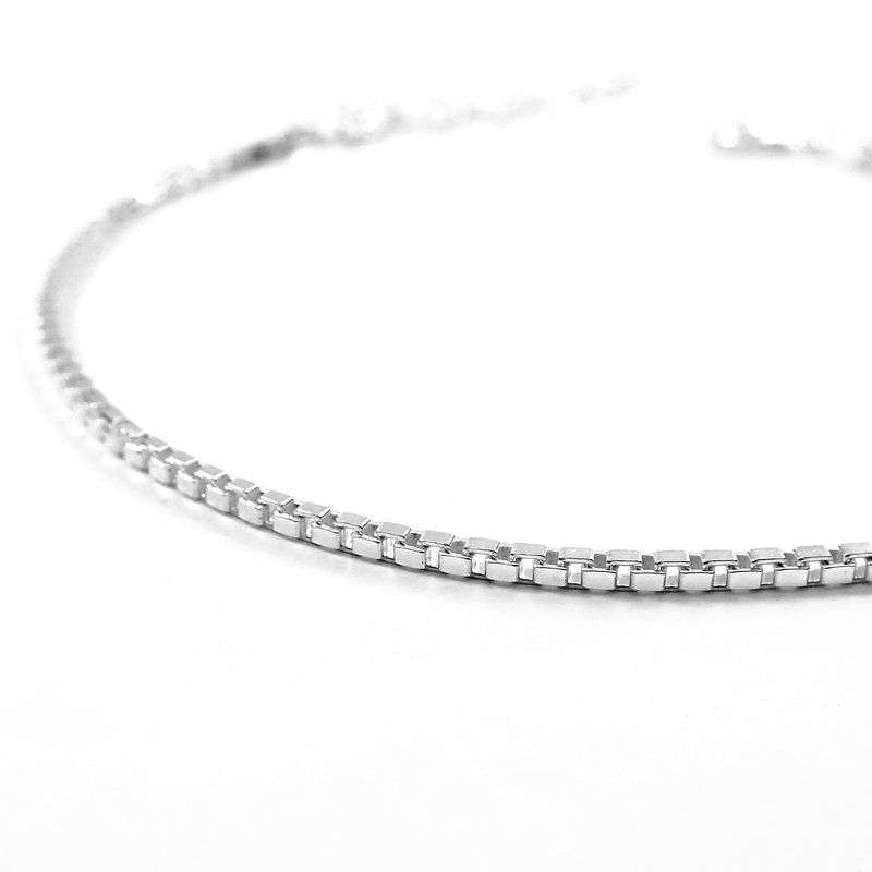 極簡 | 方格盒子925純銀可調整手鍊.格子鍊.寬1.6mm - 手鍊/手環 - 純銀